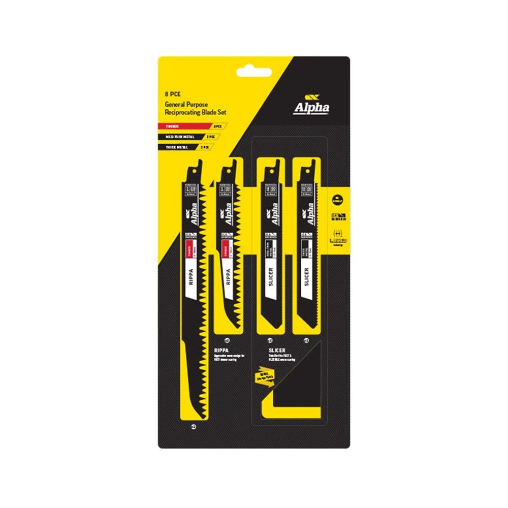 SHEFFLIED GENERAL PURPOSE 8 PIECE RECIP BLADE SET INCL POUCH