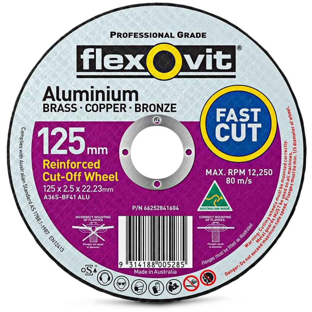 FLEXOVIT 125 X 2.5MM X 22.3 ALUMINIUM REINFORCED CUT OFF WHEEL 1612722