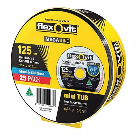 FLEXOVIT 125 X 1.0 x 22.23MM CUTTING MEGA LINE DISC (25 PACK)