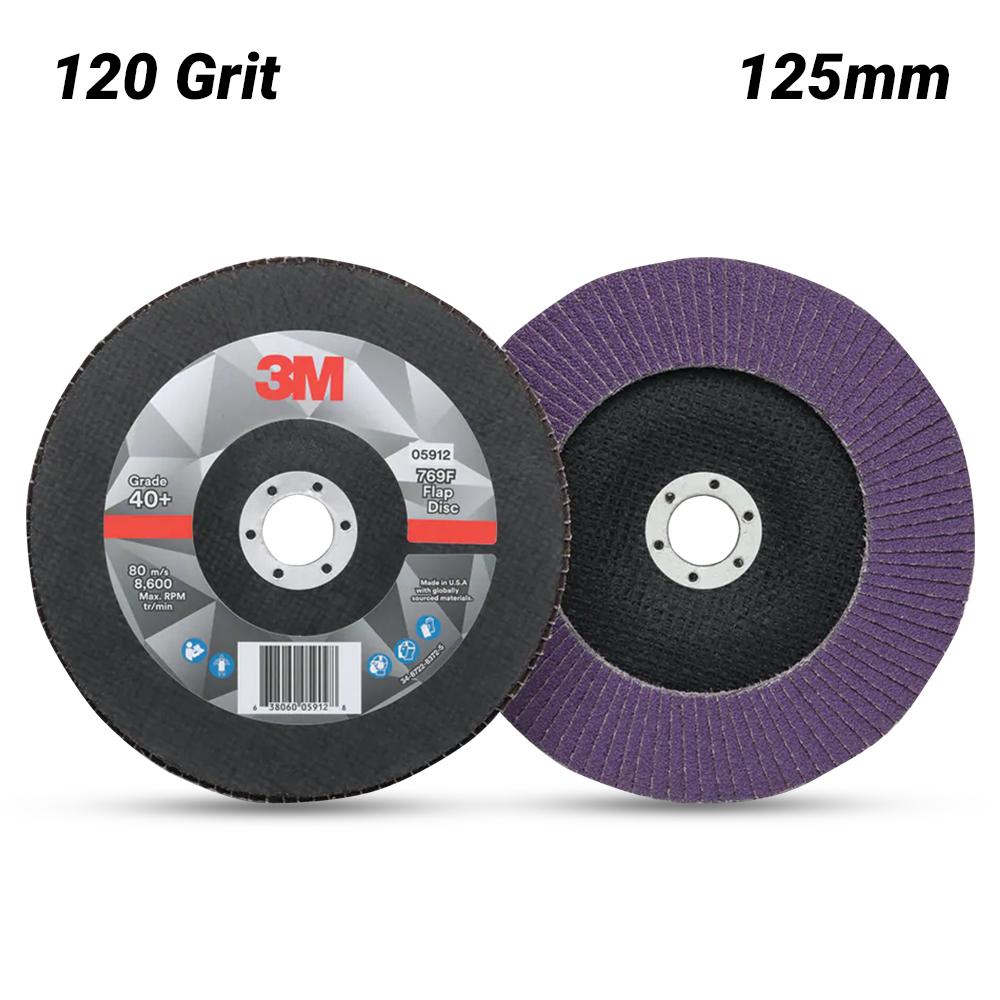 3M 125MM X 120 GRIT 769F FLAP DISC