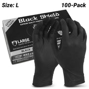 MAXISHIELD MAXISAFE BLACK SHIELD DISPOSABLE H/DUTY NITRILE GLOVES - L - PER BOX 100