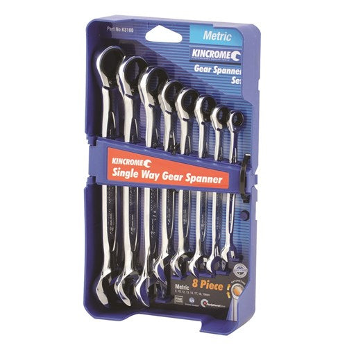 KINCROME METRIC SINGLE WAY GEAR SPANNER SET (8 PIECE)