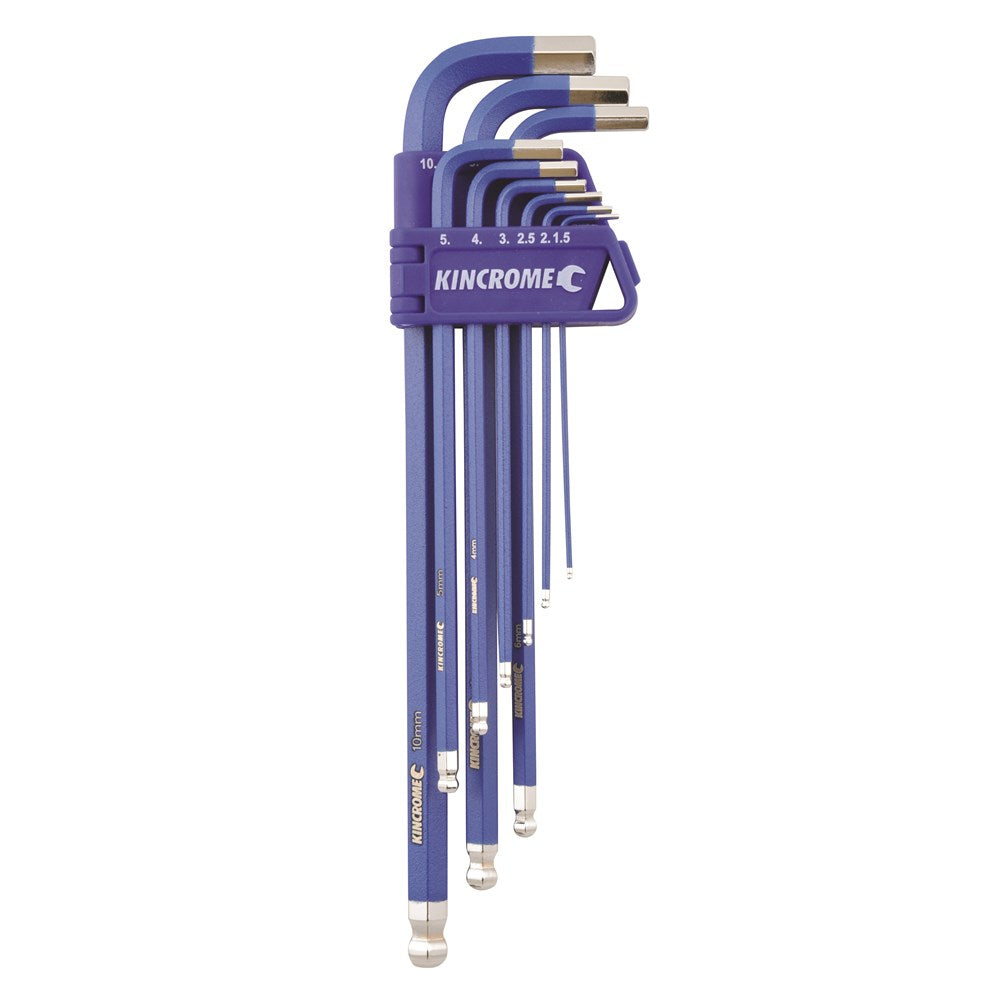 KINCROME BALL POINT HEX KEY SET LONG SERIES METRIC (9 PIECE)