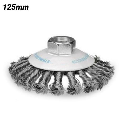 BORDO 125MM MILD STEEL TWIST KNOT BEVEL BRUSH M14 X 2