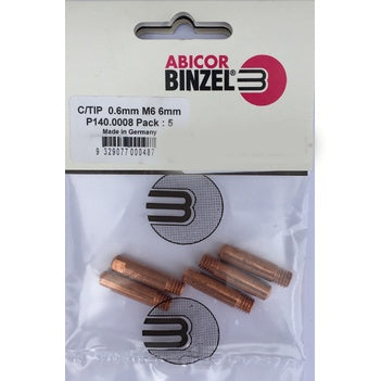 BINZEL CONTACT TIP 0.6 M6 6MM (5 PACK)