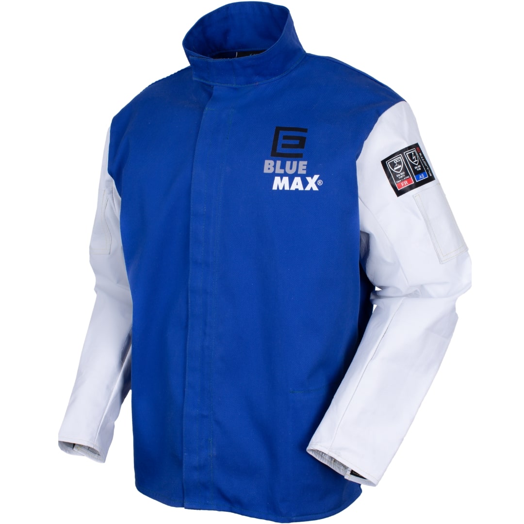 ELLIOTTS BLUE MAX PROBAN JACKET WITH LEATHER SLEEVES - (4XL)