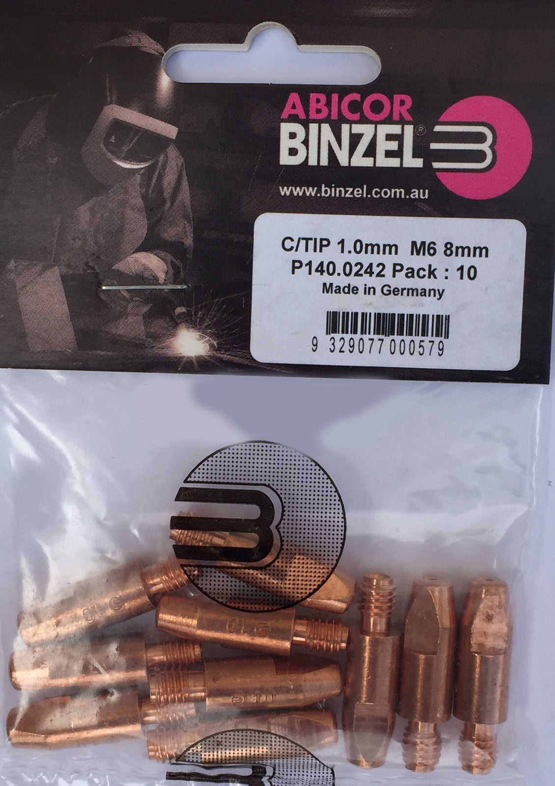 BINZEL CONTACT TIP 1.0 M6 8MM (10 PACK)