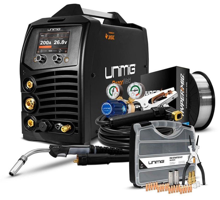 UNIMIG RAZOR 200 AMP SYNERGIC PULSE MIG/TIG/STICK WELDER