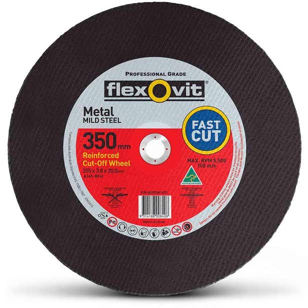 FLEXOVIT 356 X 3.8MM H/SPEED SAW CUTTING DISC- 20MM BORE 2035620
