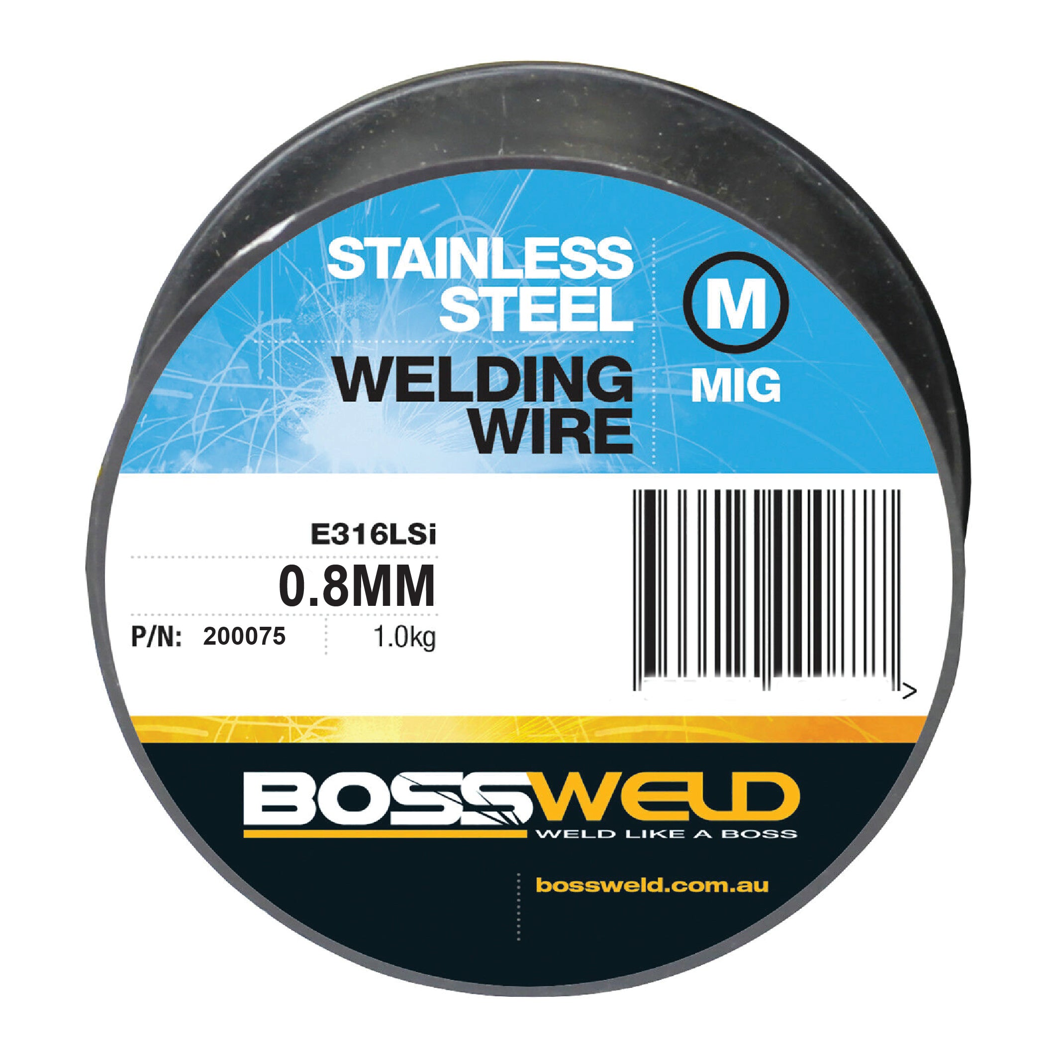 BOSSWELD 316L 0.8MM STAINLESS MINI SPOOL MIG WIRE - (1KG ROLL)