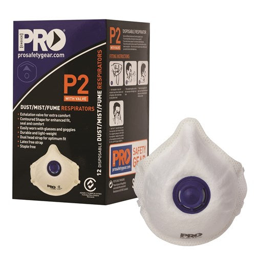 PROCHOICE RESPIRATOR P2 WITH VALVE BOX=12