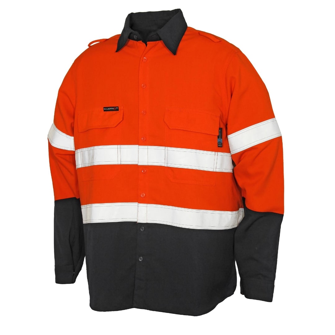 ELLIOTTS FR FLAME RESISTANT CLASSIC SHIRT ORANGE & NAVY