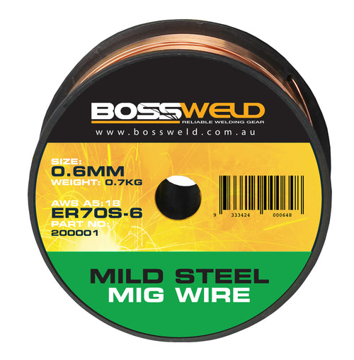 BOSSWELD 0.6MM MINI SPOOL MILD STEEL MIG WIRE - (0.7KG ROLL)