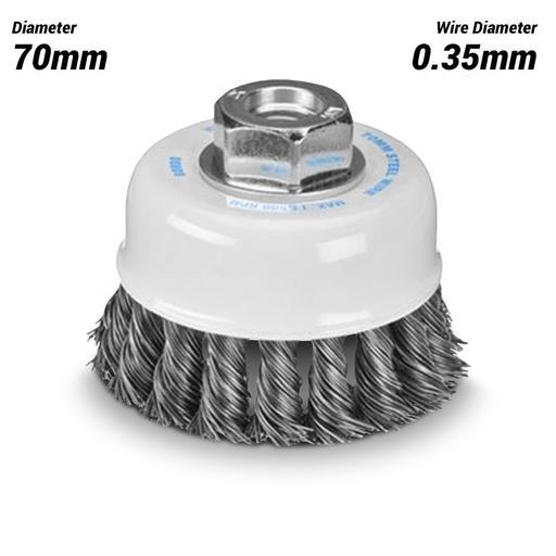 BORDO CUP BRUSH 70MM M10 M14 TWIST KNOT