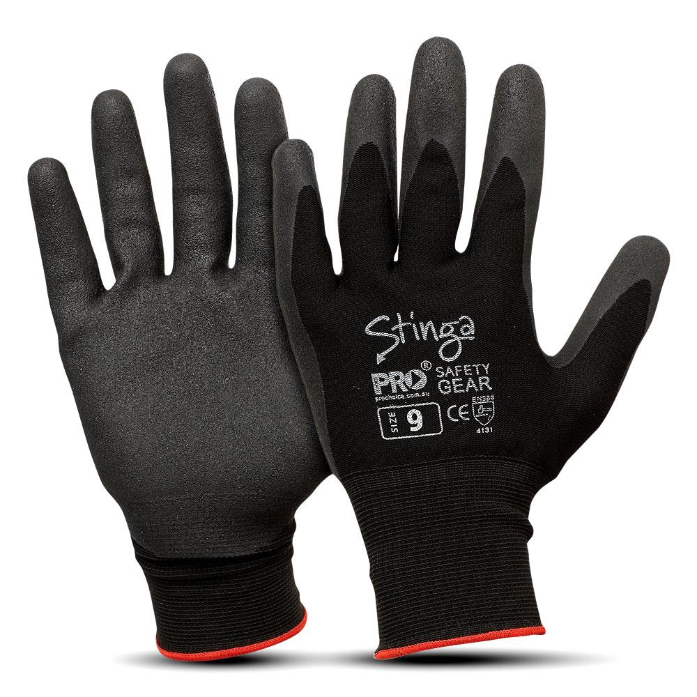 PROCHOICE STINGA BLACK PVC GLOVES - SIZE 9