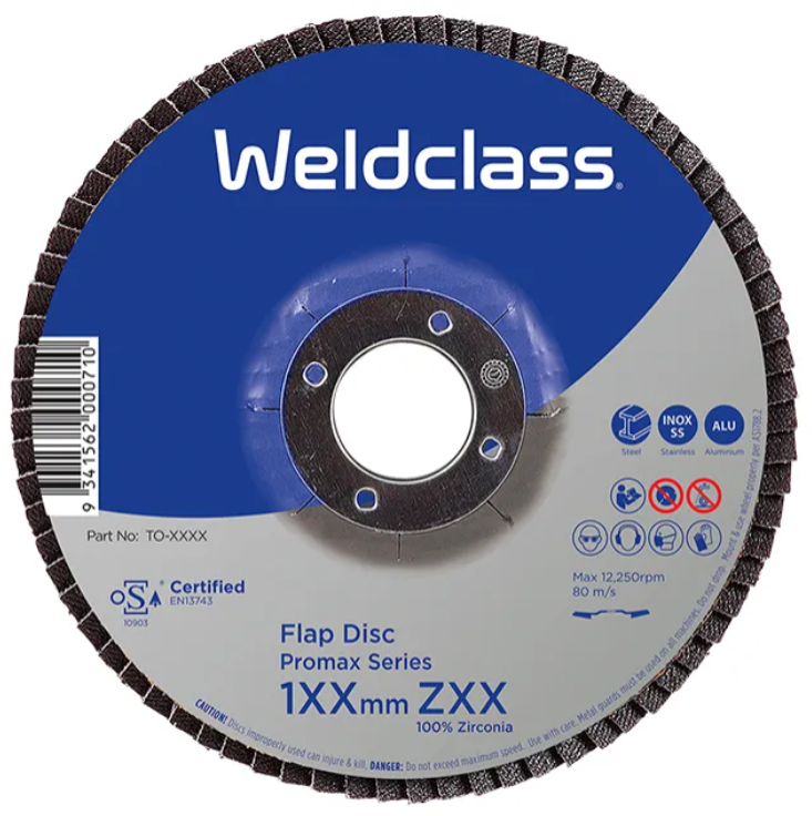 WELDCLASS PROMAX FLAP DISC 125MM X 22.2 X Z40 GRIT