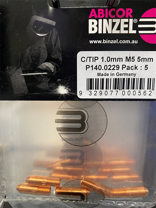 BINZEL CONTACT TIP 1.0 M5 5MM (5 PACK)