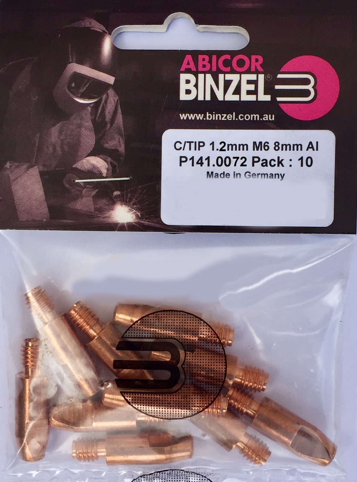 BINZEL CONTACT TIP 1.2 M6 8MM AL (10 PACK) (P141.0010)