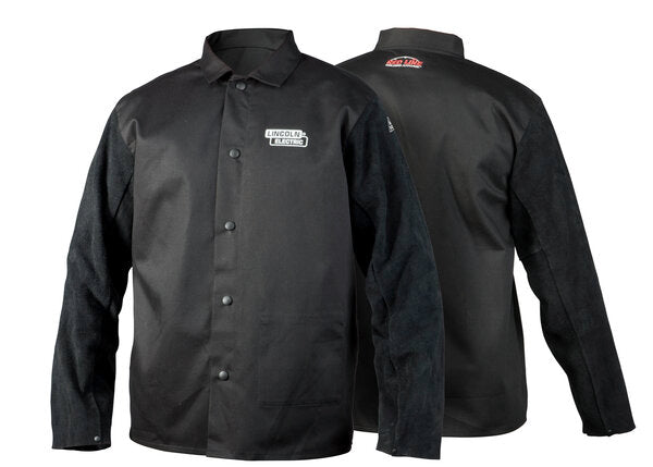 LINCOLN REDLINE TRADITIONAL FR SPLIT LEATHER SLEEVED JACKET - (L)