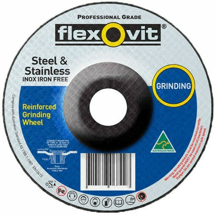 FLEXOVIT 125 X 6.8MM X 22 INOX GRINDING DISC S/S FE FREE 6812768
