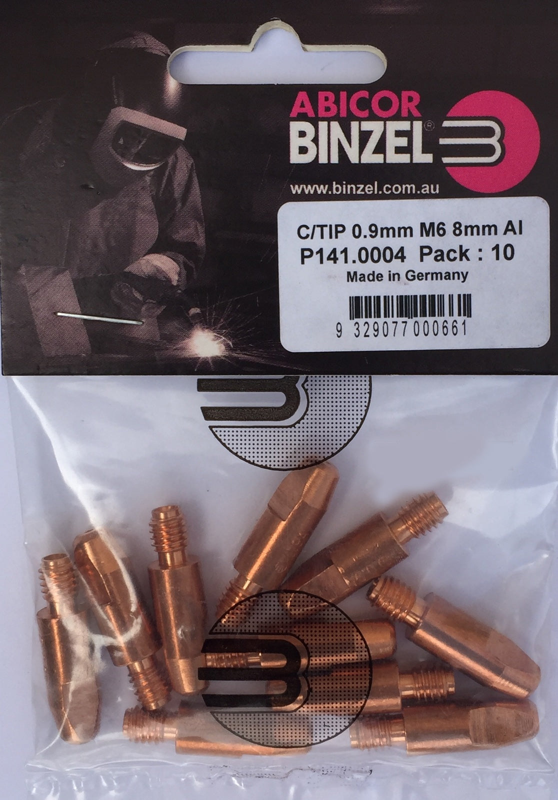 BINZEL CONTACT TIP 0.9 M6 8MM AL (10 PACK)