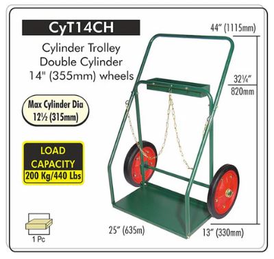 WELDTRON TWIN CYLINDER (SIZE G) TROLLEY 14" WHEELS