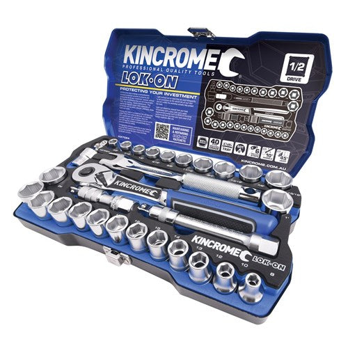 KINCROME LOKON SOCKET SET 1/2 INCH DRIVE METRIC & IMPERIAL (29 PIECE )