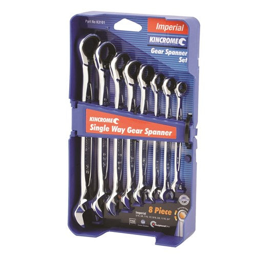 KINCROME IMP SINGLE WAY GEAR SPANNER SET (8 PIECE)