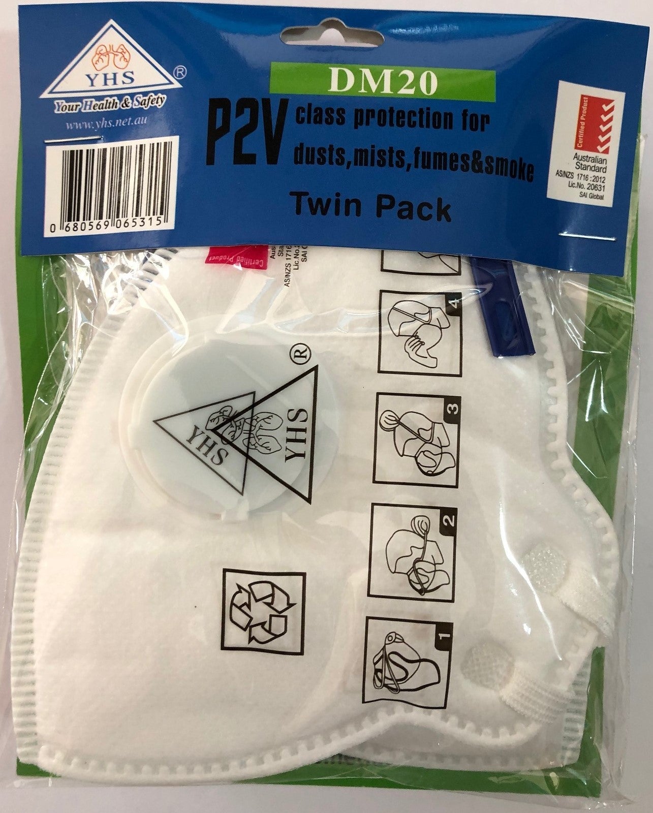 YSF SAFETY YHS RESPIRATOR VERTICAL FLAT FOLD P2 WITH VALVE BOX=2